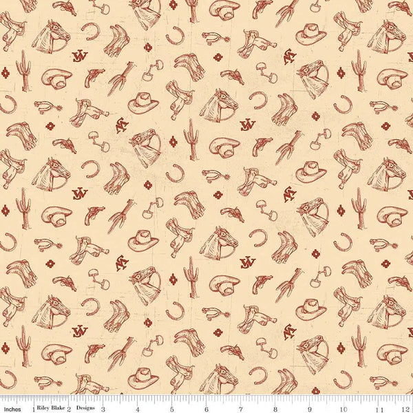 John Wayne American West Icons Cream 43"/44" Fabric Per Yard