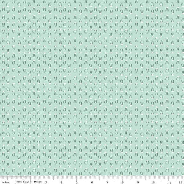 Love You Always Plants Mist Cotton 43"/44" Fabric Per Yard