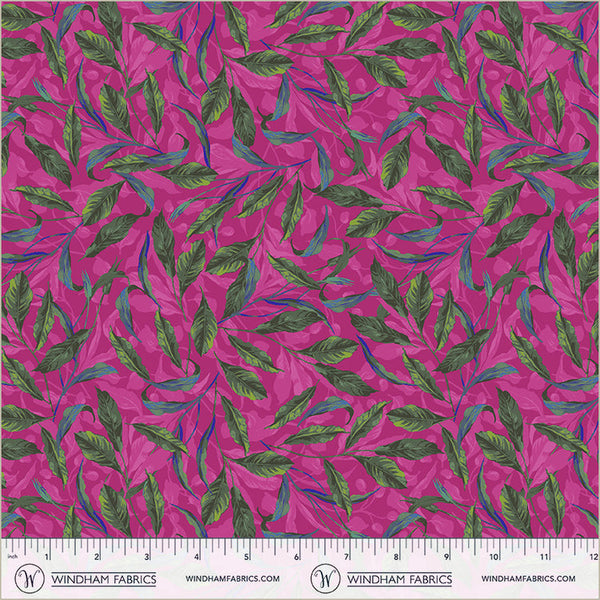 Magenta Greenery Midnight Blooms Cotton 44"/45" Fabric Per Yard