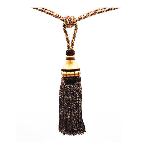 Mulberry Collection Single Tassel Curtain Tieback - Purple & Mocha
