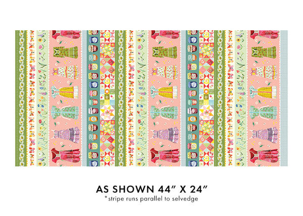 Multi A Prairie Heart Border Stipe fabric per yard