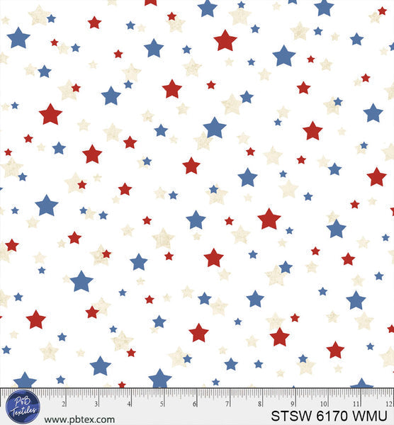 Multi Star Spangled 108" STSW-6170-WMU Cotton Wideback Fabric Per Yard