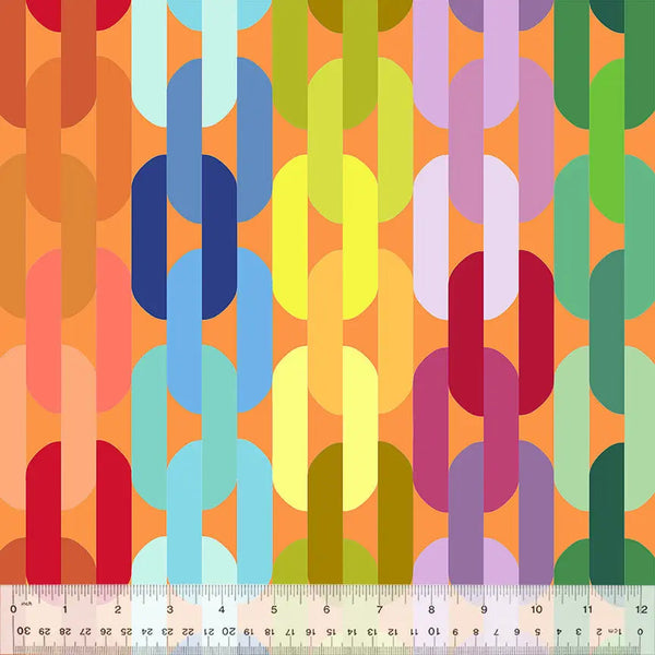 Multicolor Creamsicle Links Cotton Wideback Fabric per yard