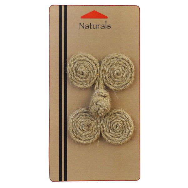 Naturals Jute Frog Button - 3" x 2" - 3 pieces per pack