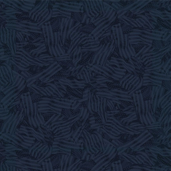 Night Wavy Tonal Flags Path to Freedom Cotton 44"/45" Fabric Per Yard