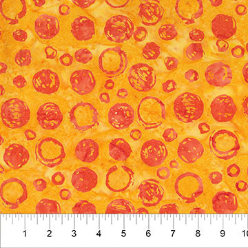 Orange on Yellow Bubble Celebration Cotton 44”/45” Fabric Per Yard
