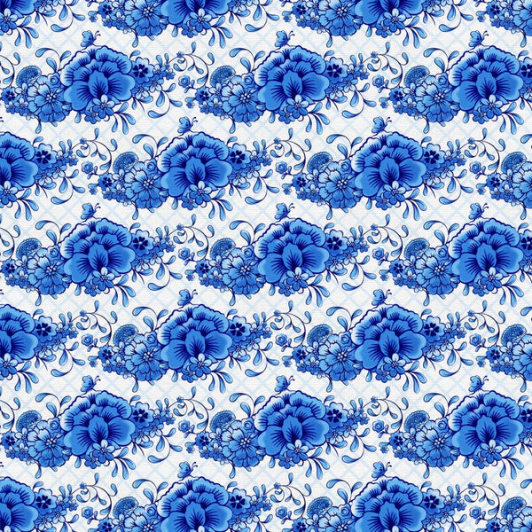 Chinoiserie Flowers Cotton Wideback 118" Fabric Per Yard