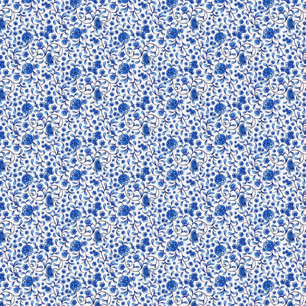 Chinoiserie Ditsy Floral Cotton Wideback 118" Fabric Per Yard