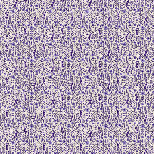 Blue Petite Petals Wildflowers Cotton Wideback 118"  Fabric Per Yard