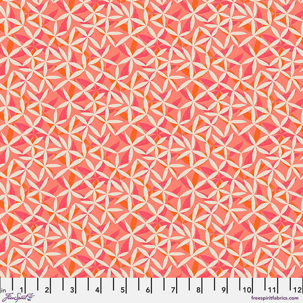 Star Flower Dance Coral Flourish And Bloom 44"/45" Cotton Fabric Per Yard