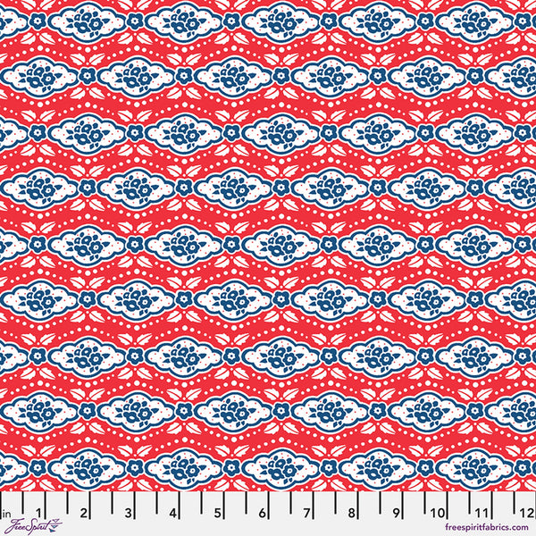 Red Maison Rouge Cotton 44"/45" Fabric Per Yard