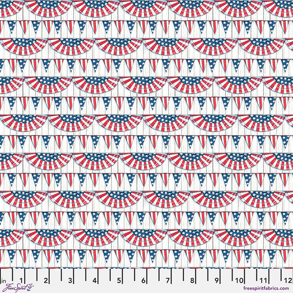 Red Americas Birthday Bunting Cotton 44"/45" Fabric Per Yard
