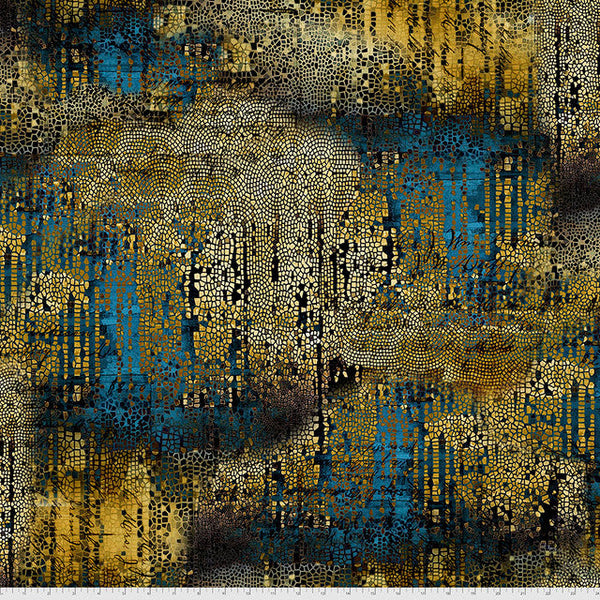 Gold Gilded Mosaic Abandoned 44"/45" Cotton Fabric Per Yard