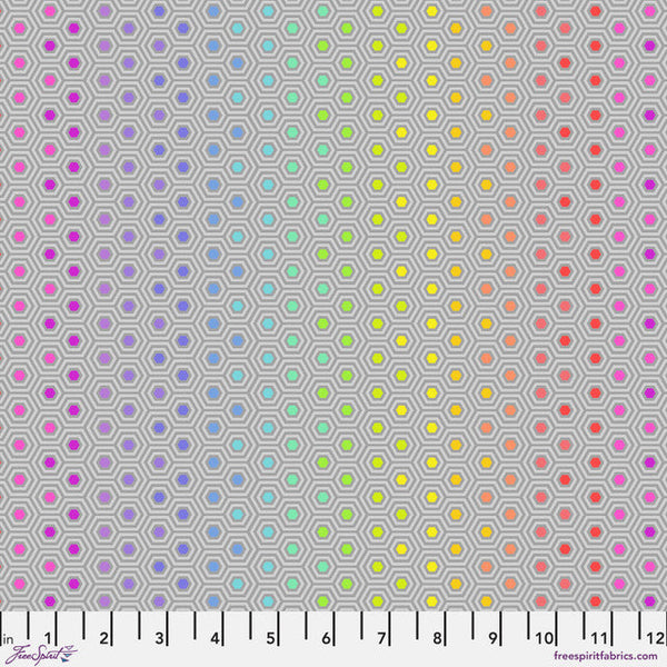 Dove Hexy Rainbow Tula's True Colors 44"/45" Cotton Fabric Per Yard