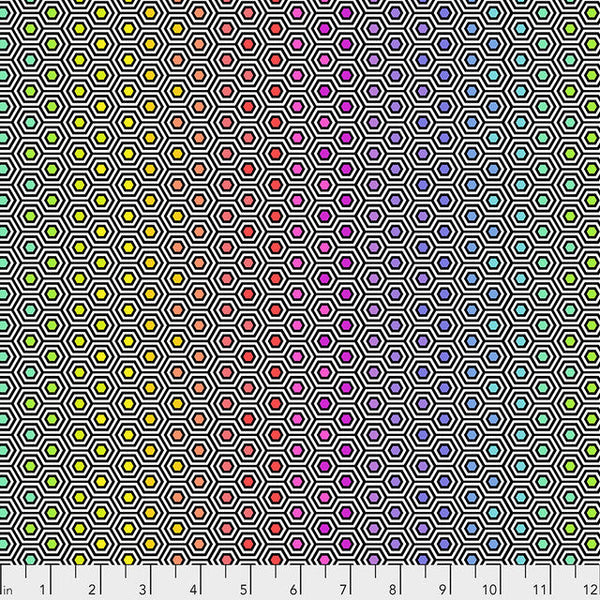 Ink Hexy Rainbow True Colors 44"/45" Cotton Fabric Per Yard