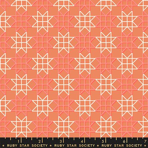 Paper Cuts 2 Canyon Orange Paper Star Patchwork Geometric Cotton 43"/44" Fabric Per Yard