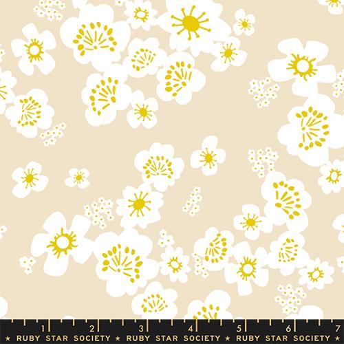Paper Cuts 2 Parchment Yellow Retro Hawaiian Cotton 43"/44" Fabric Per Yard