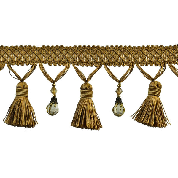 Paulette Collection - 4" width BEADED TASSEL FRINGE (25 Yard Roll) - BF-4027-61 Mocha