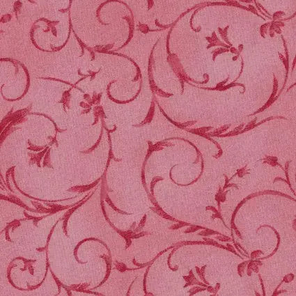 Pink Rosette Elegant Scroll Cotton Wideback Fabric per yard