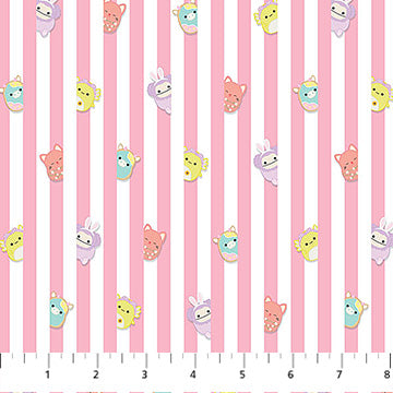 Pink Strips Springtime Squishmallows Cotton 44"/45" Fabric Per Yard