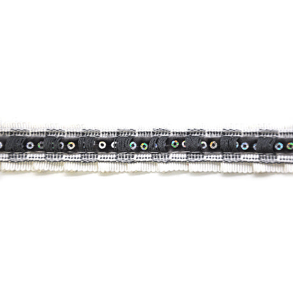 Pleated Ribbon Trim - 3/4" Width Gathered Ribbon with Sequins (15 Yard Roll) - BR-761-27/11