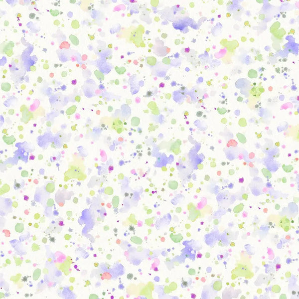 Purple Green Paint Splatter Cotton Wideback Fabric per yard