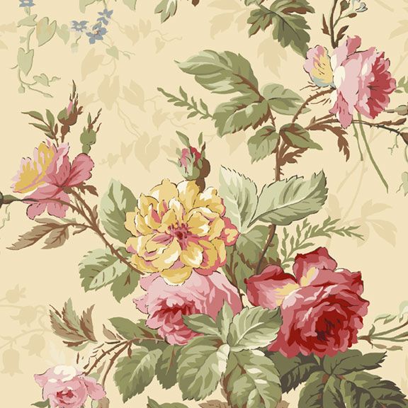 Multi Large Floral Cotton Wideback Fabric Per Yard