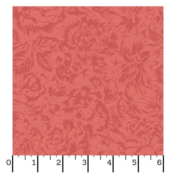 Red Tonal Floral La Fleur Flannel Cotton 42"/43" Fabric Per Yard