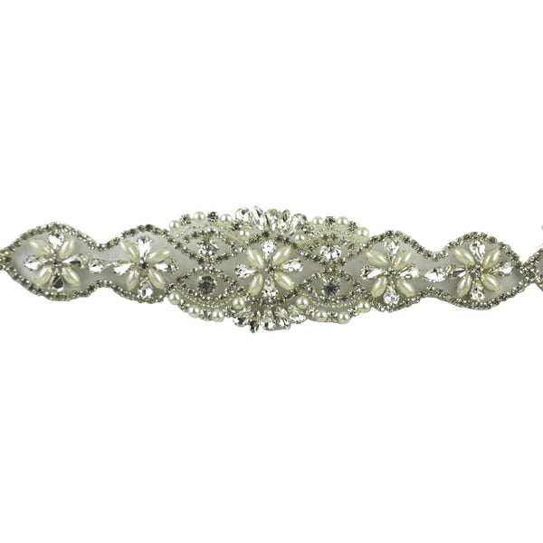 Rhinestone Trim By the Yard - 2" Width (5 Yard Roll) - BR-4982 Silver