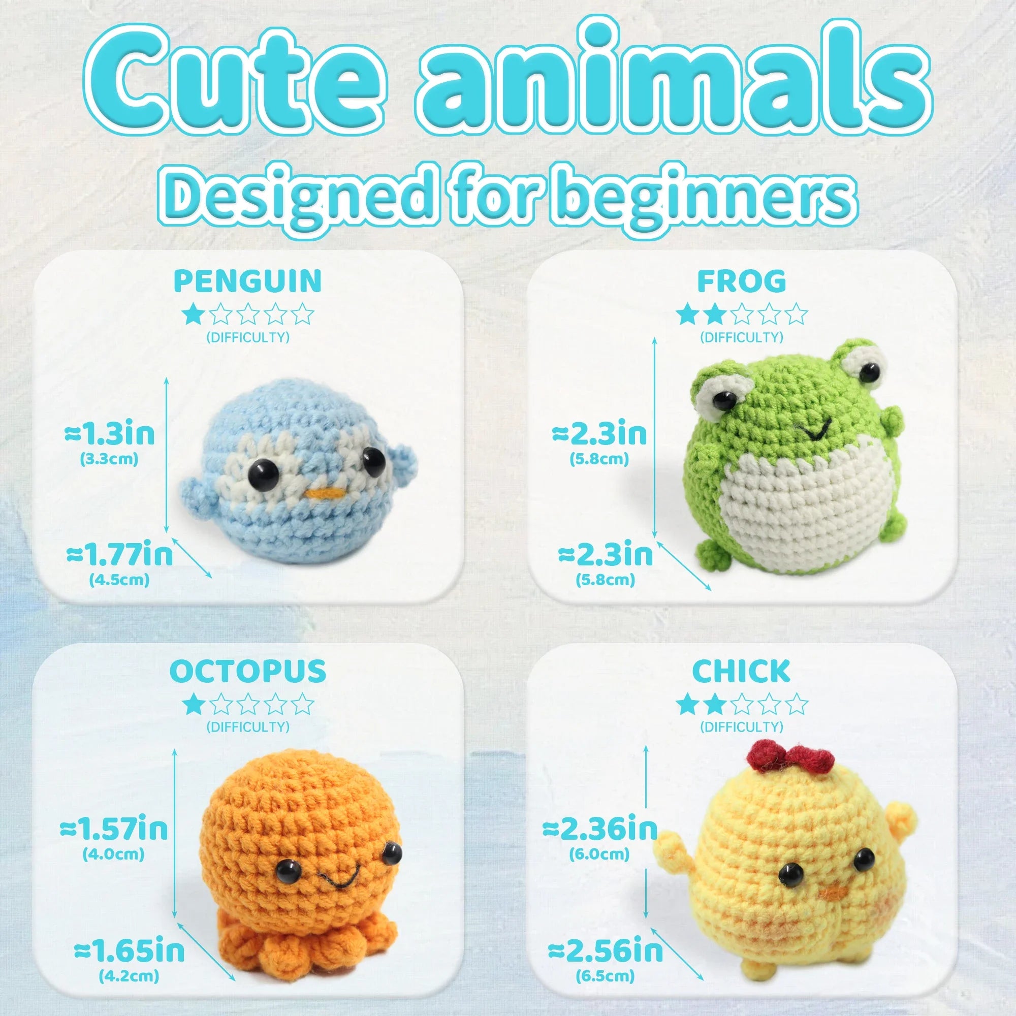 Animal Crochet Kit Beginners DIY Starter Set Step By Step