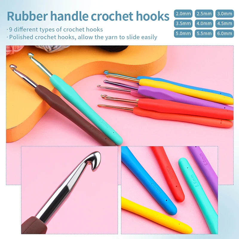 Crochet Hook Set Knitting Tools DIY Sewing Kit with Bag
