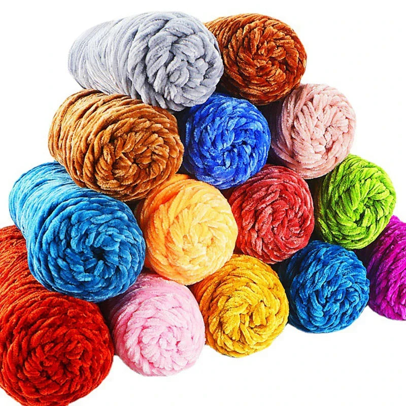 Chenille Soft Velvet Yarn Knitting Crochet Wool Craft Fiber