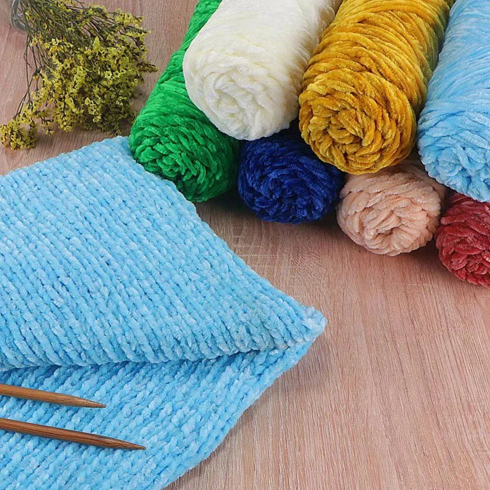 Chenille Soft Velvet Yarn Knitting Crochet Wool Craft Fiber
