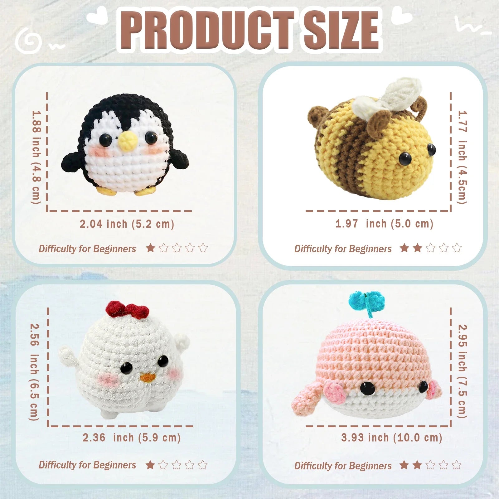 Animal Crochet Kit Beginners DIY Starter Set Step By Step