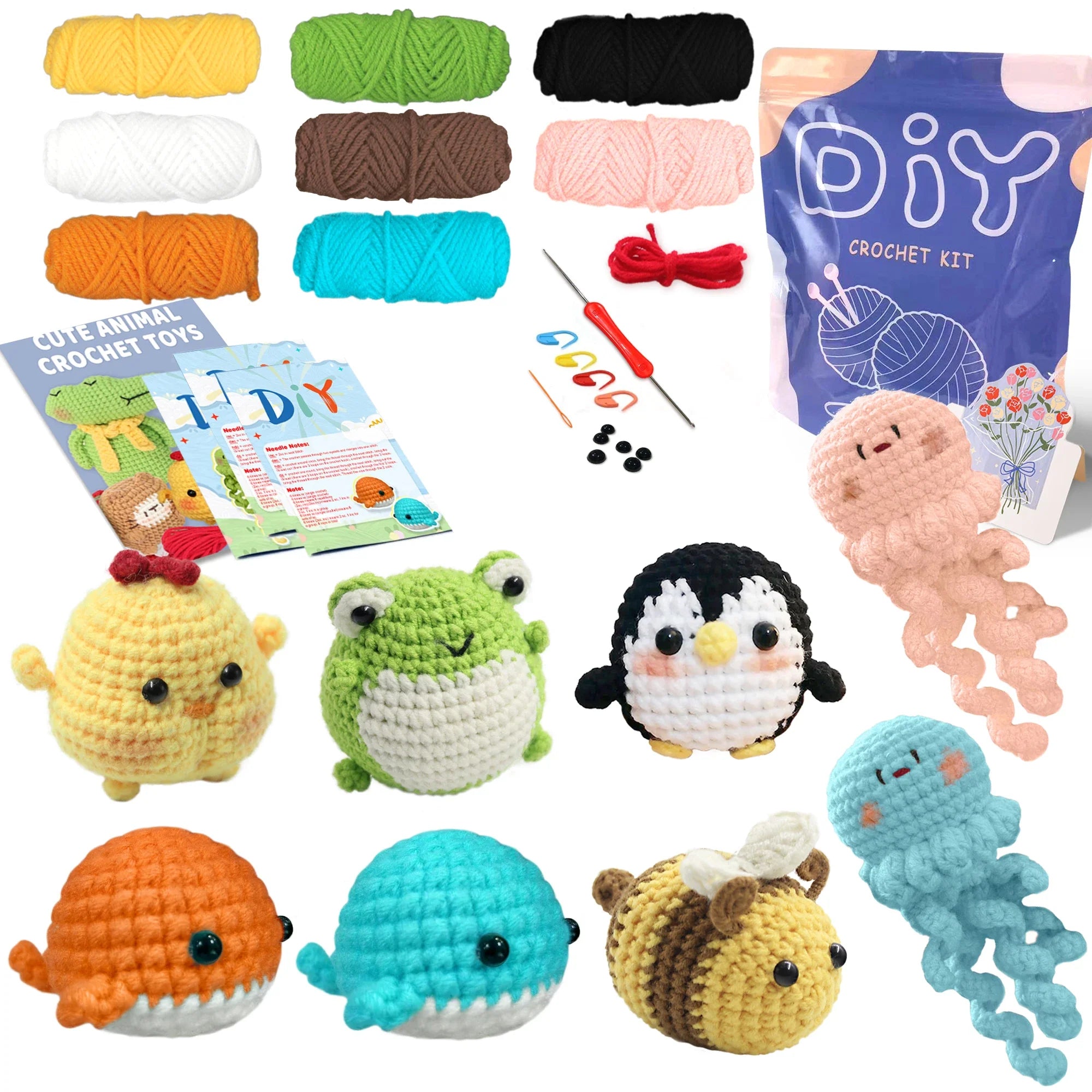 Animal Crochet Kit Beginners DIY Starter Set Step By Step
