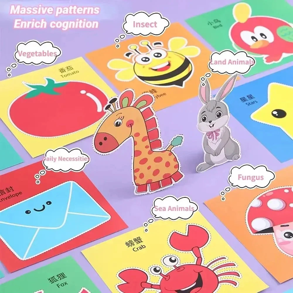 48pcs Kids Craft Paper Cut Book DIY Cartoon Scrapbooking