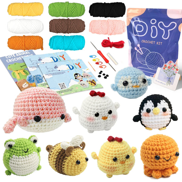 Animal Crochet Kit Beginners DIY Starter Set Step By Step