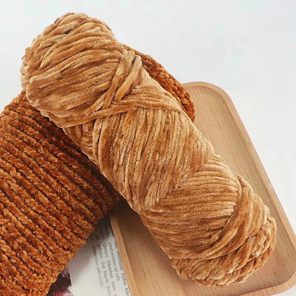 Chenille Soft Velvet Yarn Knitting Crochet Wool Craft Fiber