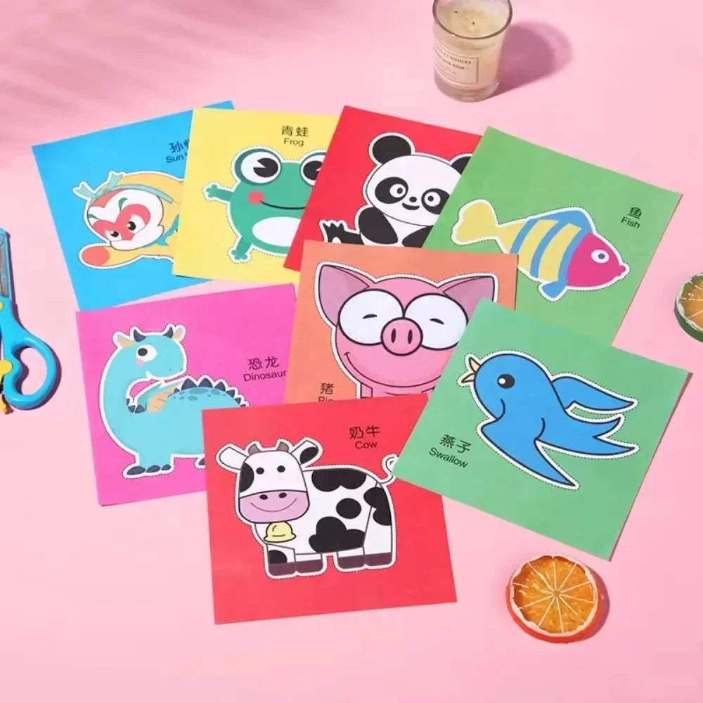 48pcs Kids Craft Paper Cut Book DIY Cartoon Scrapbooking