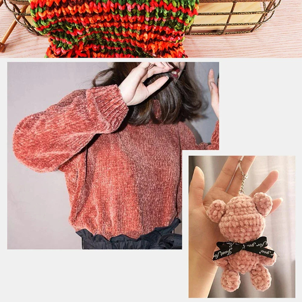 Chenille Soft Velvet Yarn Knitting Crochet Wool Craft Fiber