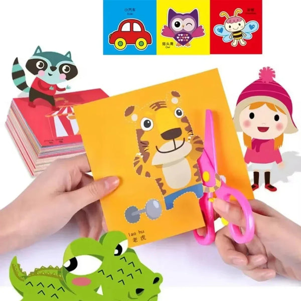 48pcs Kids Craft Paper Cut Book DIY Cartoon Scrapbooking