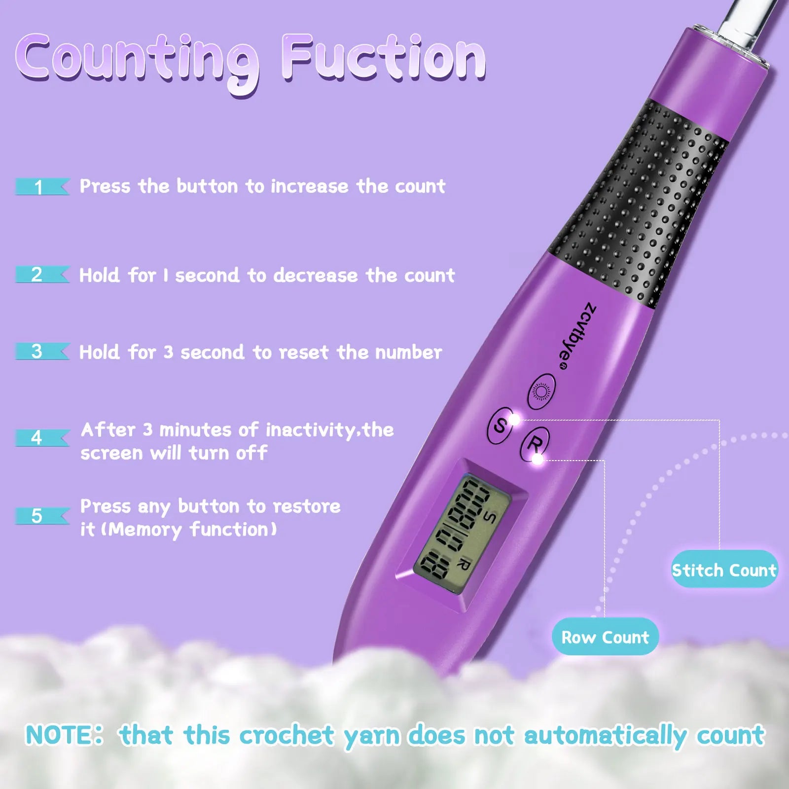 24pcs Crochet Hook Set LED Counter Ergonomic Knitting Tools
