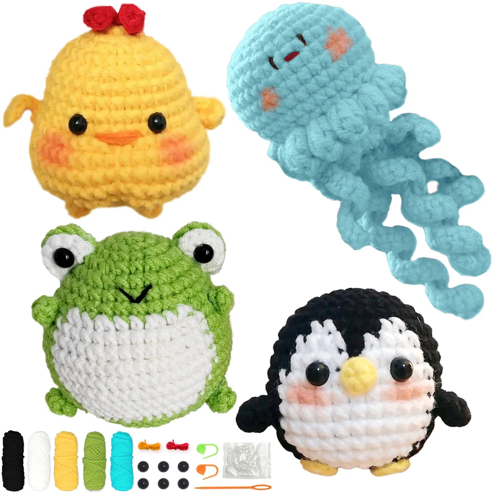 Animal Crochet Kit Beginners DIY Starter Set Step By Step