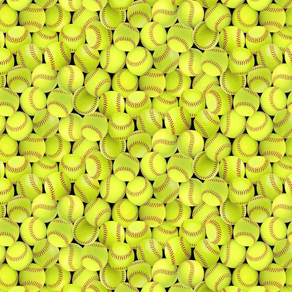 Yellow Packed Softball Fitness Fanatic 44"/45" Fabric Per Yard