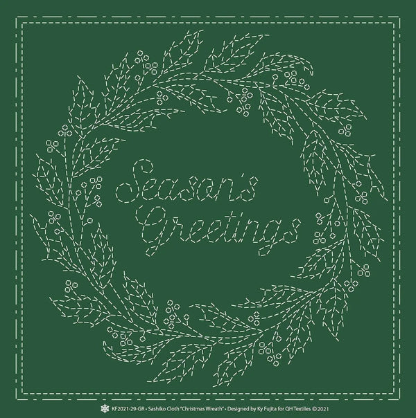 Sashiko Cloth Christmas WreathGR