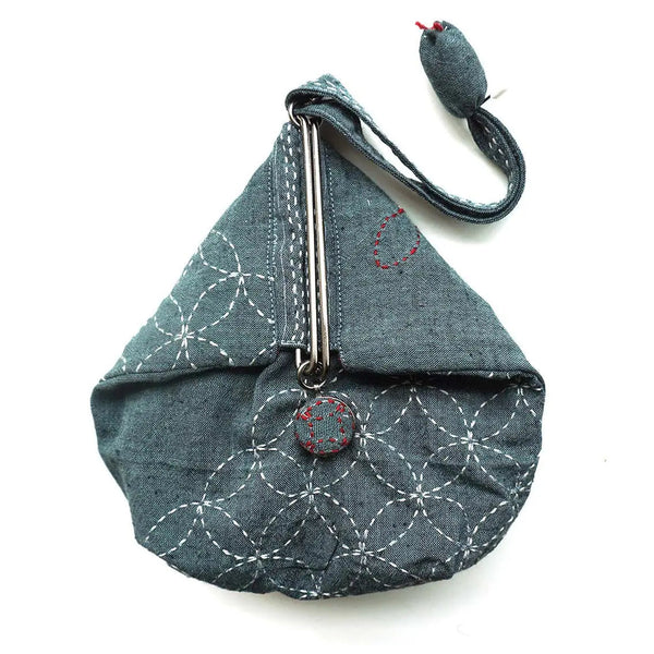 Sashiko Slide Clasp Pouch Full Kit Blue