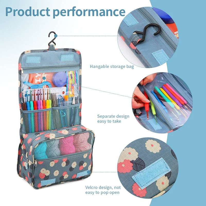 Crochet Hook Set Knitting Tools DIY Sewing Kit with Bag