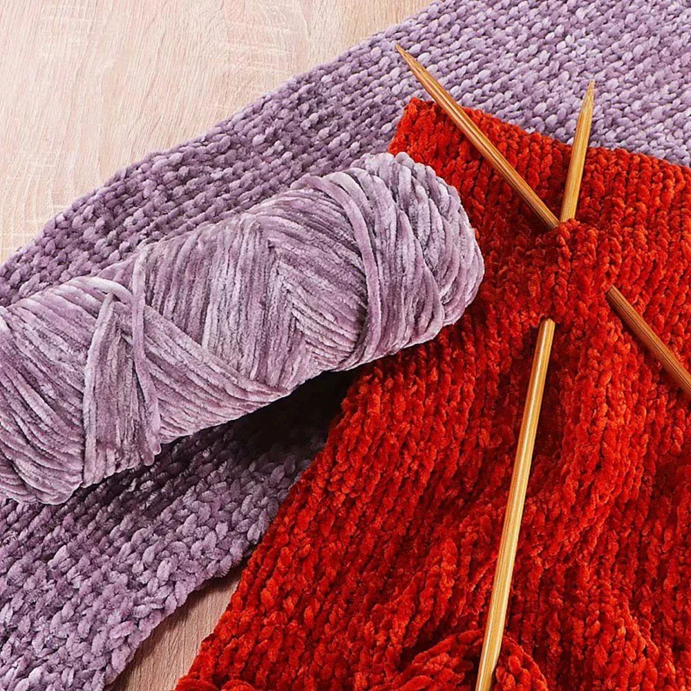 Chenille Soft Velvet Yarn Knitting Crochet Wool Craft Fiber