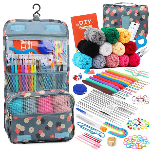Crochet Hook Set Knitting Tools DIY Sewing Kit with Bag