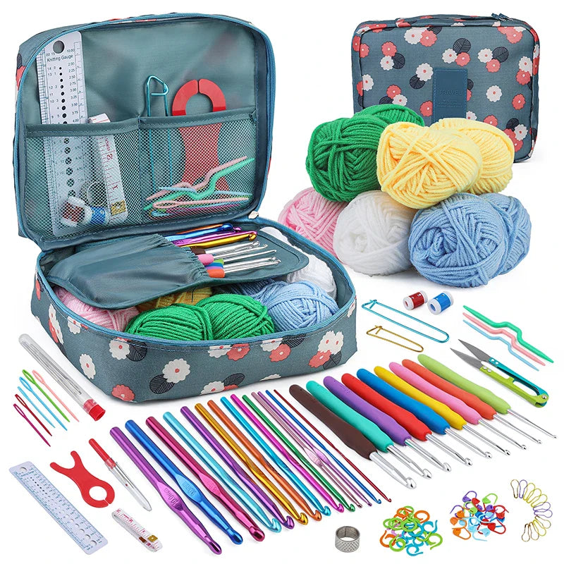 Crochet Hook Set Knitting Tools DIY Sewing Kit with Bag